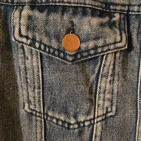 Flying Tomato Size Medium Boho Sweater Sleeve Denim Jacket - Picture 9 of 10